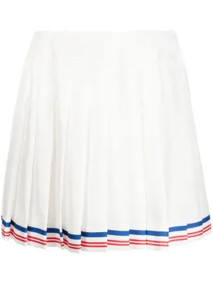 pleated striped-border skirt