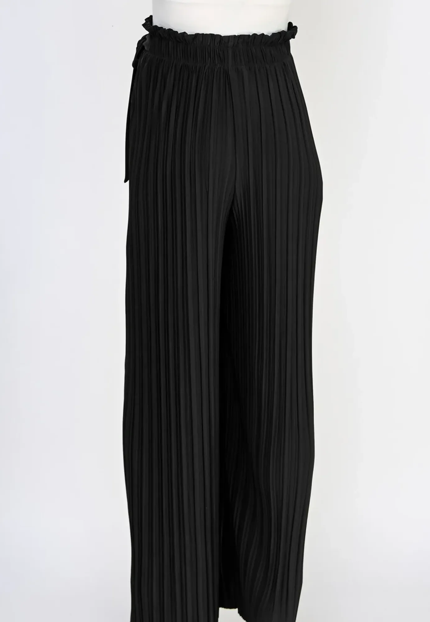 Pleated Wide Leg Maternity Pants with Belt Tie