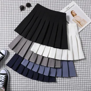 Pleated Women Summer Student Skirt Chequered High Waist Plus Size A-Line Skirt