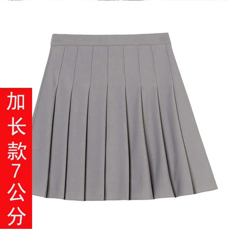 Pleated Women Summer Student Skirt Chequered High Waist Plus Size A-Line Skirt