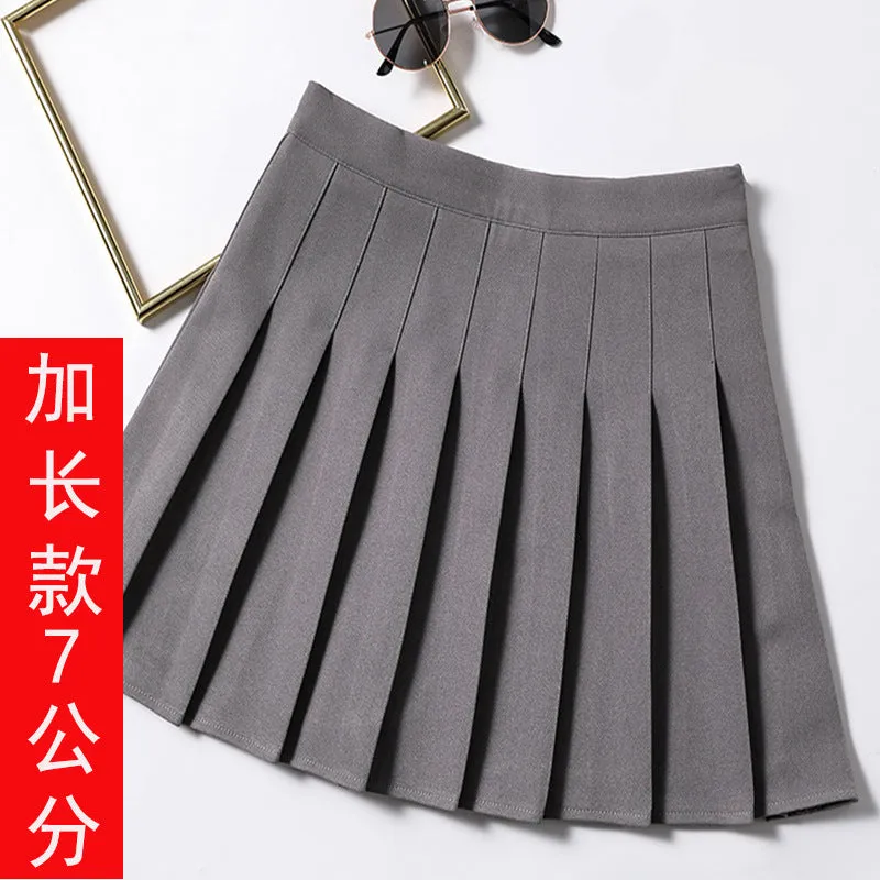Pleated Women Summer Student Skirt Chequered High Waist Plus Size A-Line Skirt