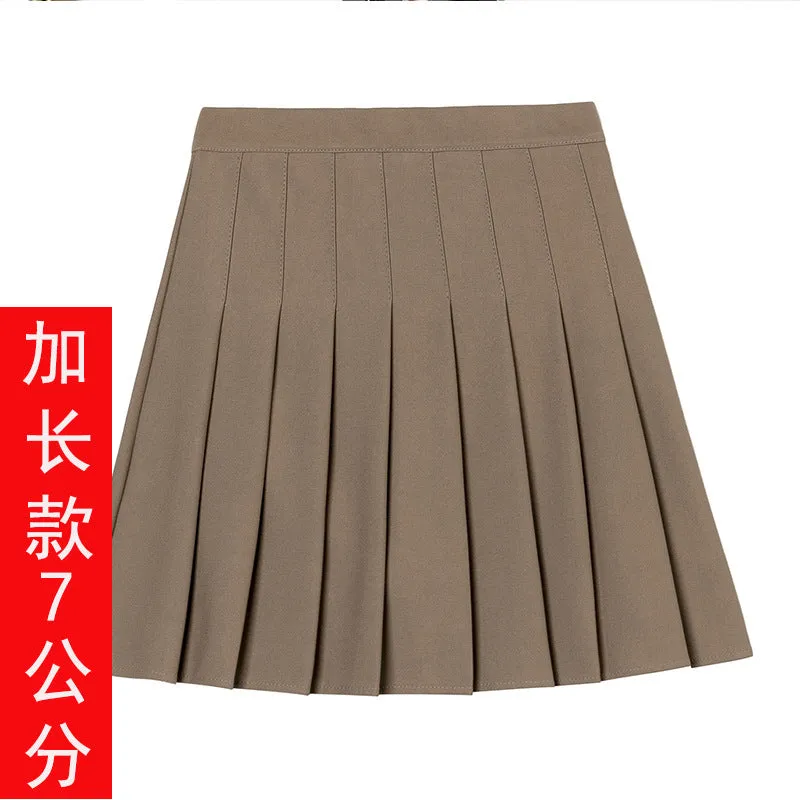 Pleated Women Summer Student Skirt Chequered High Waist Plus Size A-Line Skirt