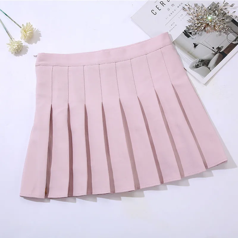 Pleated Women Summer Student Skirt Chequered High Waist Plus Size A-Line Skirt