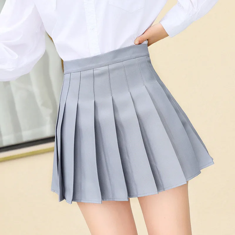 Pleated Women Summer Student Skirt Chequered High Waist Plus Size A-Line Skirt