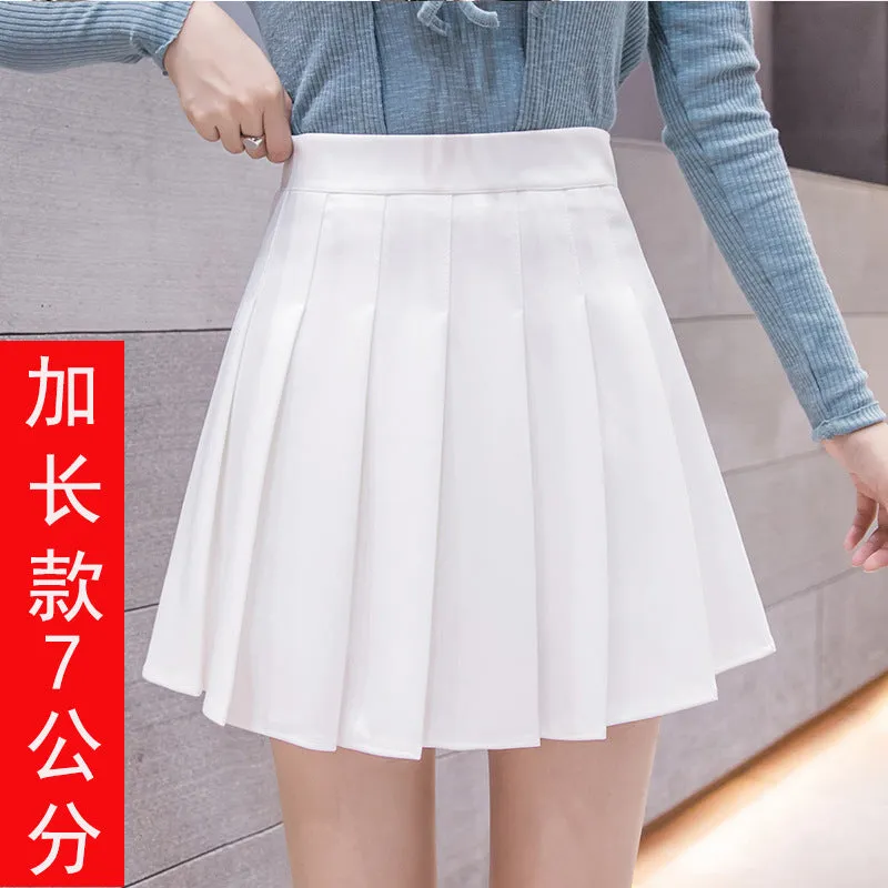 Pleated Women Summer Student Skirt Chequered High Waist Plus Size A-Line Skirt