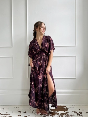 Stylish Touch Plunging V-Neck Floral Maxi Dress