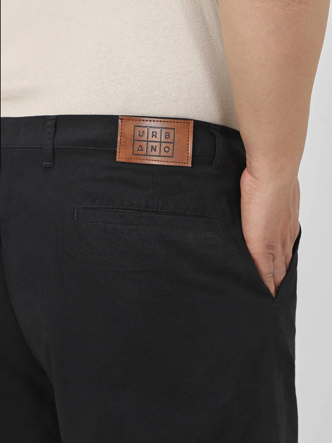 Plus Men's Black Loose Baggy Fit Solid Cargo Chino Pant with 6 Pockets Non-Stretchable