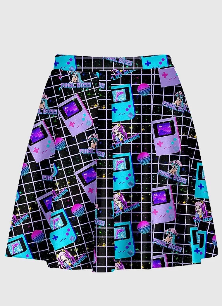 Plus Size Aesthetic Video Game Black Skirt