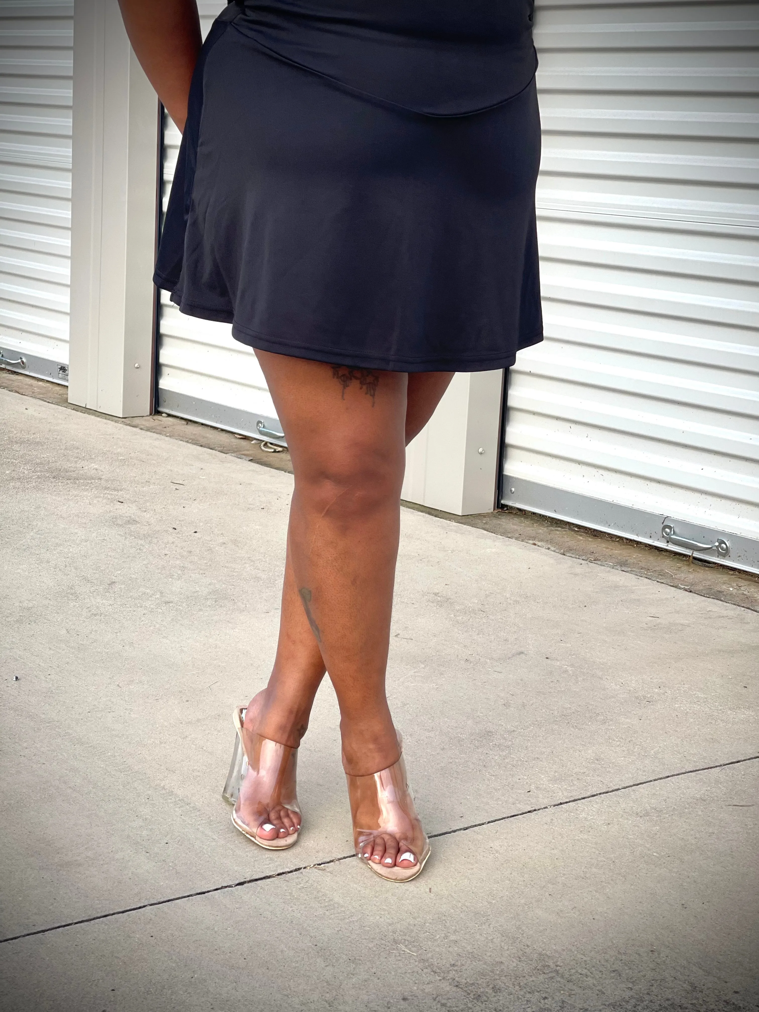 Plus Size All Black Tennis Skirts