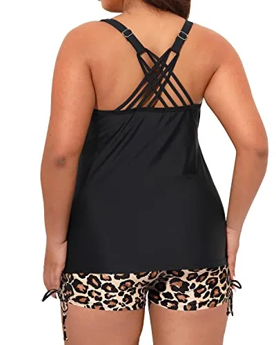 Plus Size Athletic Two Piece Tummy Control Bathing Suits