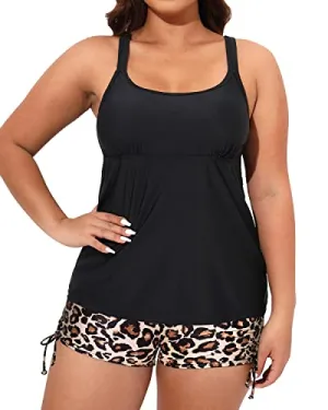 Plus Size Athletic Two Piece Tummy Control Bathing Suits