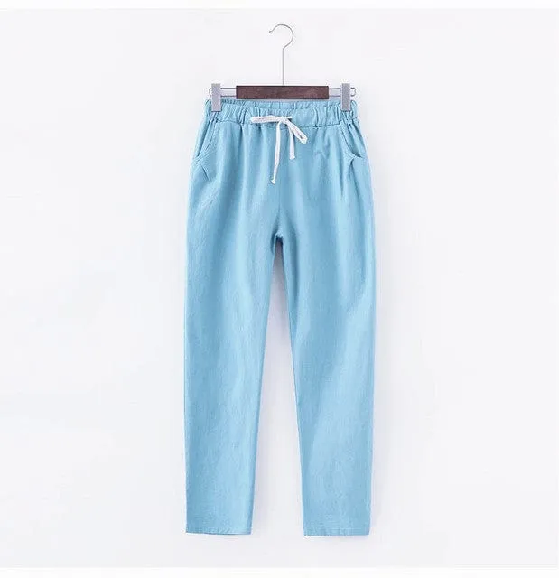 Plus Size Cotton Linen Trousers