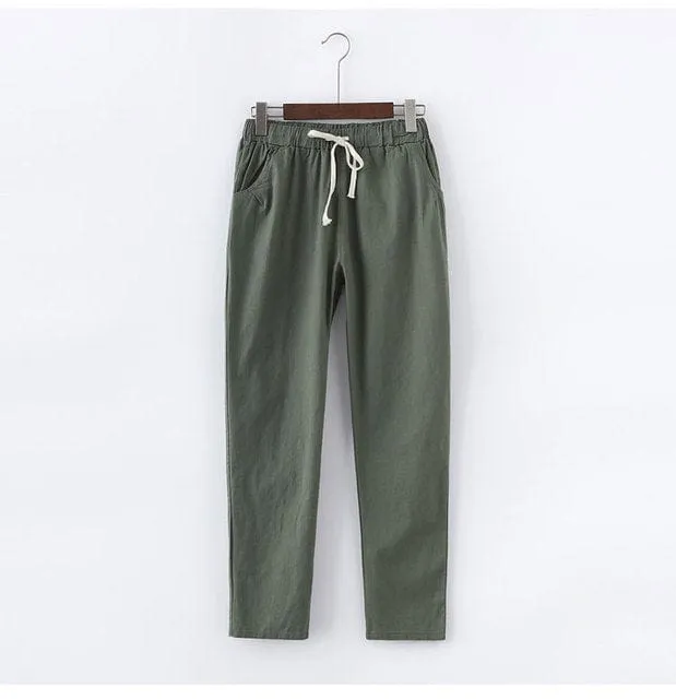 Plus Size Cotton Linen Trousers