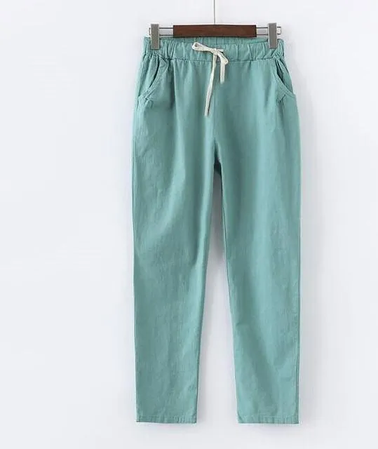 Plus Size Cotton Linen Trousers