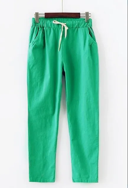 Plus Size Cotton Linen Trousers