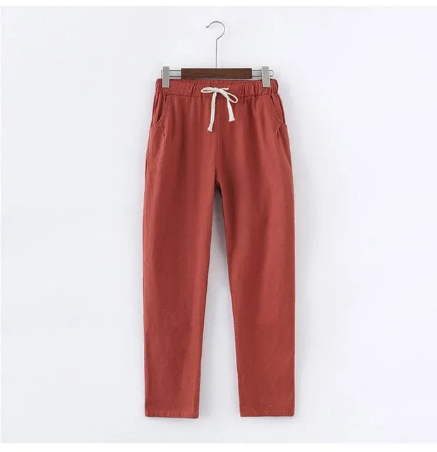 Plus Size Cotton Linen Trousers
