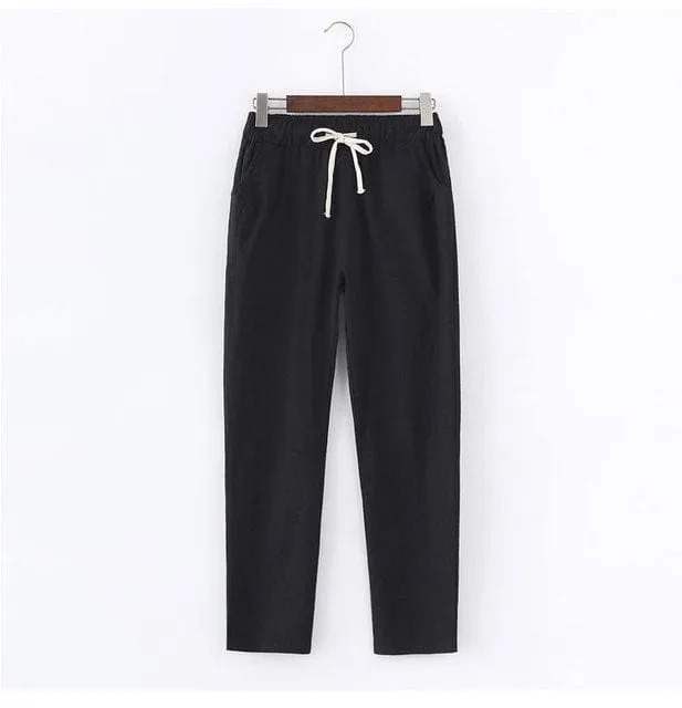 Plus Size Cotton Linen Trousers