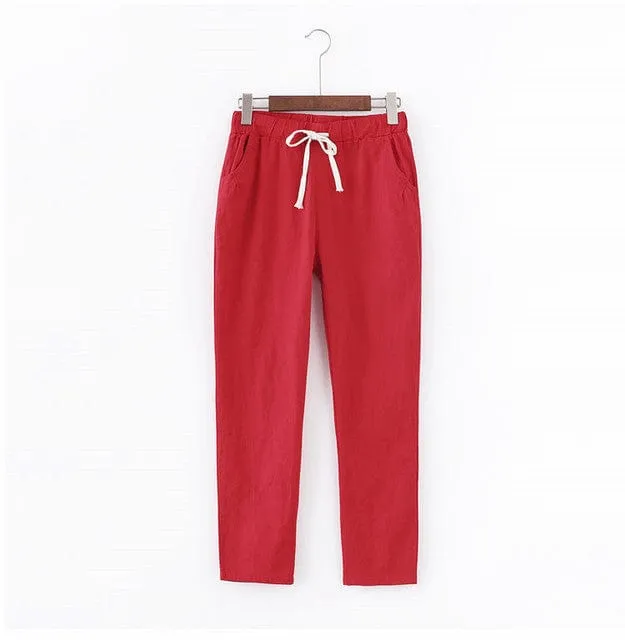 Plus Size Cotton Linen Trousers