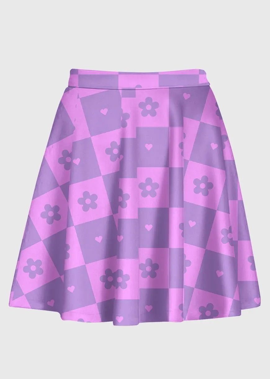 Plus Size Flower Checkered Retro Pattern Y2k Skirt