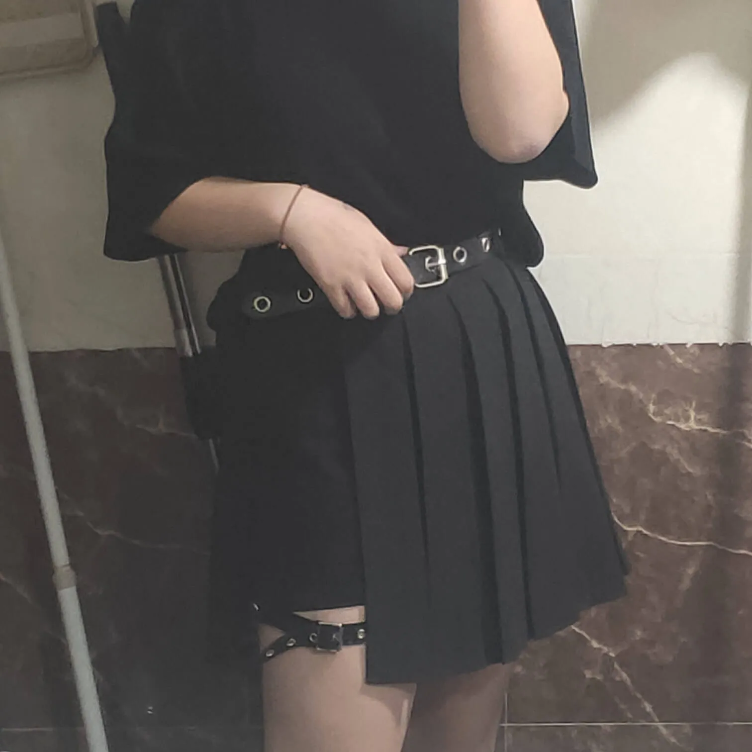 [Plus size] Goth punk belt darkness garter skirt