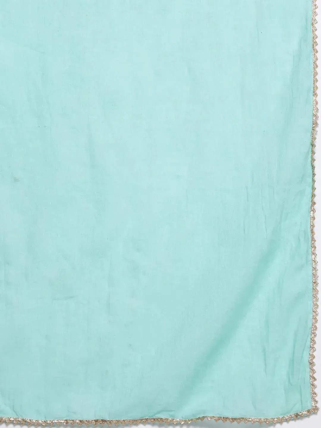 Plus Size Green Printed Cotton Straight Kurta With Skirt & Dupatta