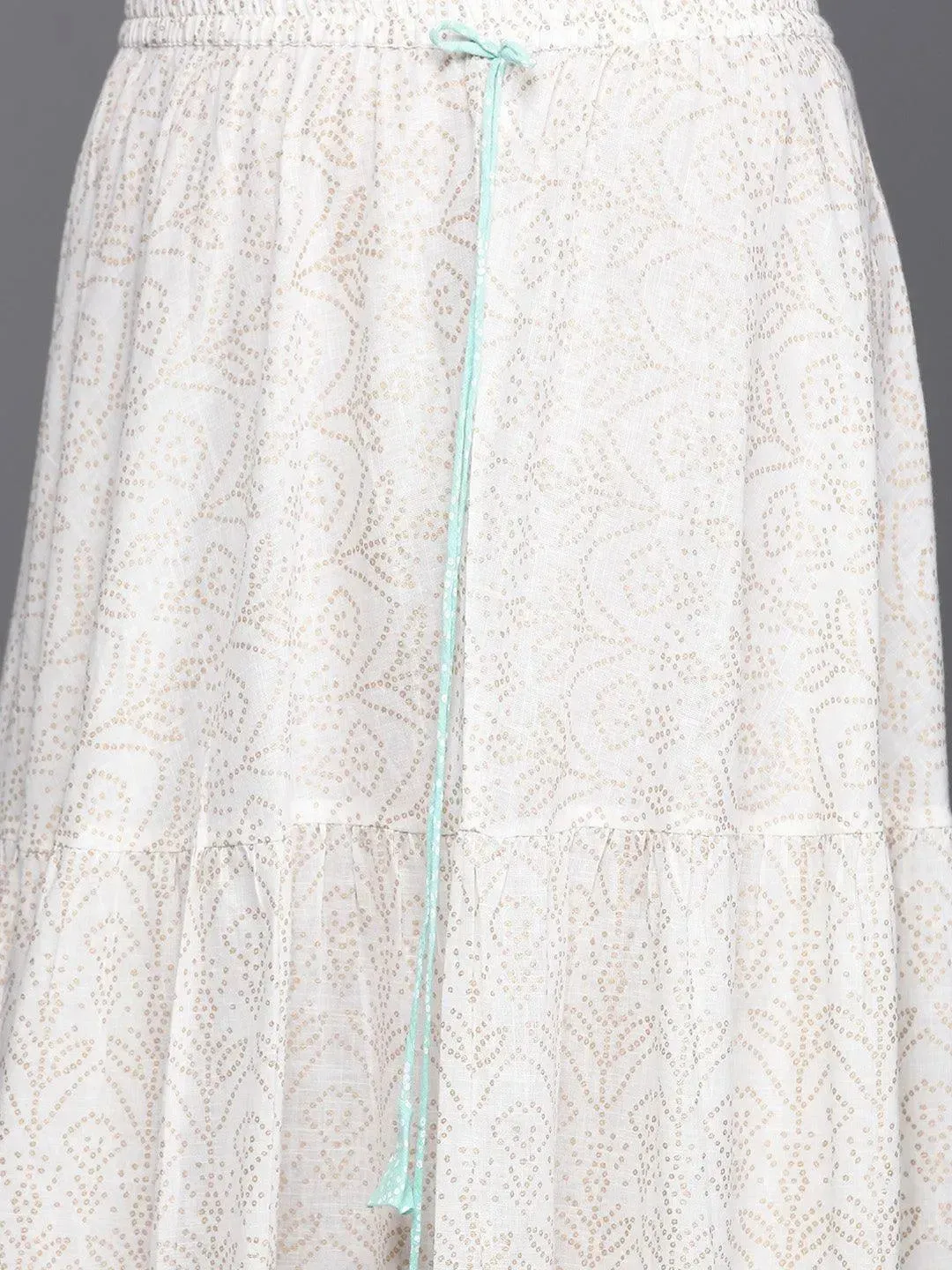 Plus Size Green Printed Cotton Straight Kurta With Skirt & Dupatta