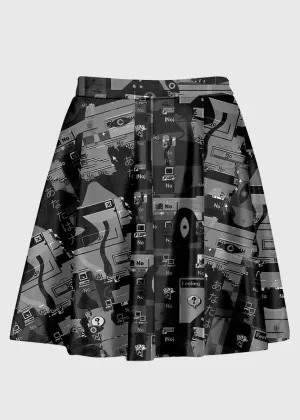 Plus Size Grey Weirdcore Glitch Design Skirt