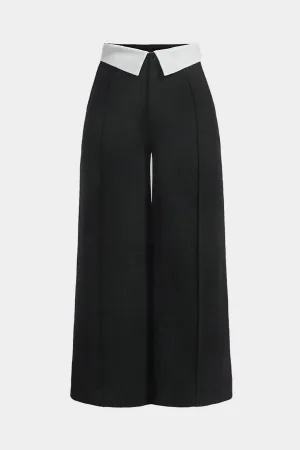 Plus Size High Waist Patchwork Trousers