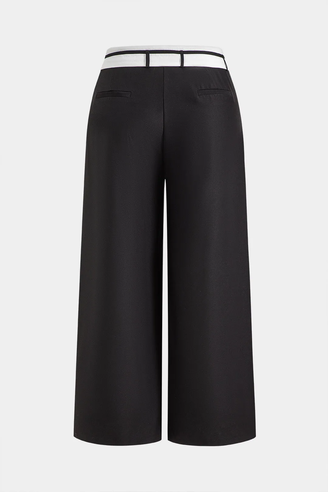 Plus Size Pleated Patchwork Wide Leg Trousers