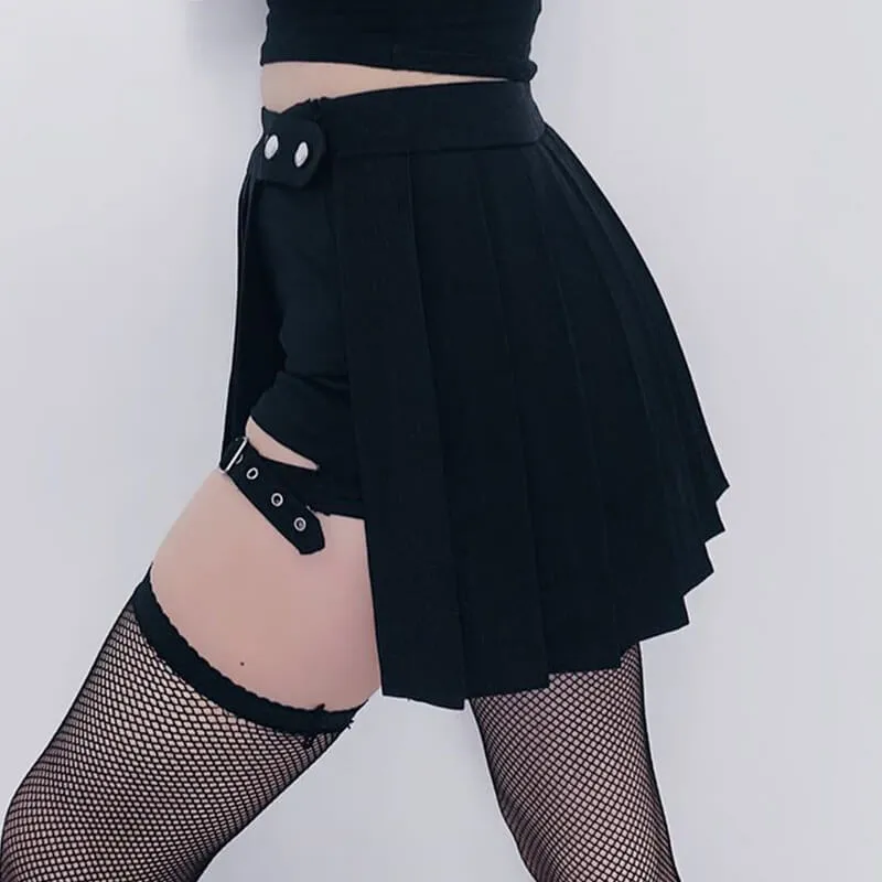 [Plus size] Punk gothic asymmetry pant skirt