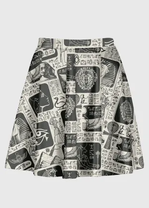 Plus Size Retro Hieroglyphs Pattern High Waist Skirt
