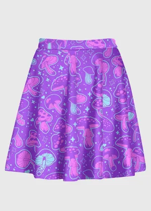 Plus Size Trippy Mushroom Purple Rave Skirt