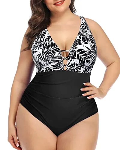 Plus Size Tummy Control Slimming One Piece Swimsuit Women's Bathing Suits