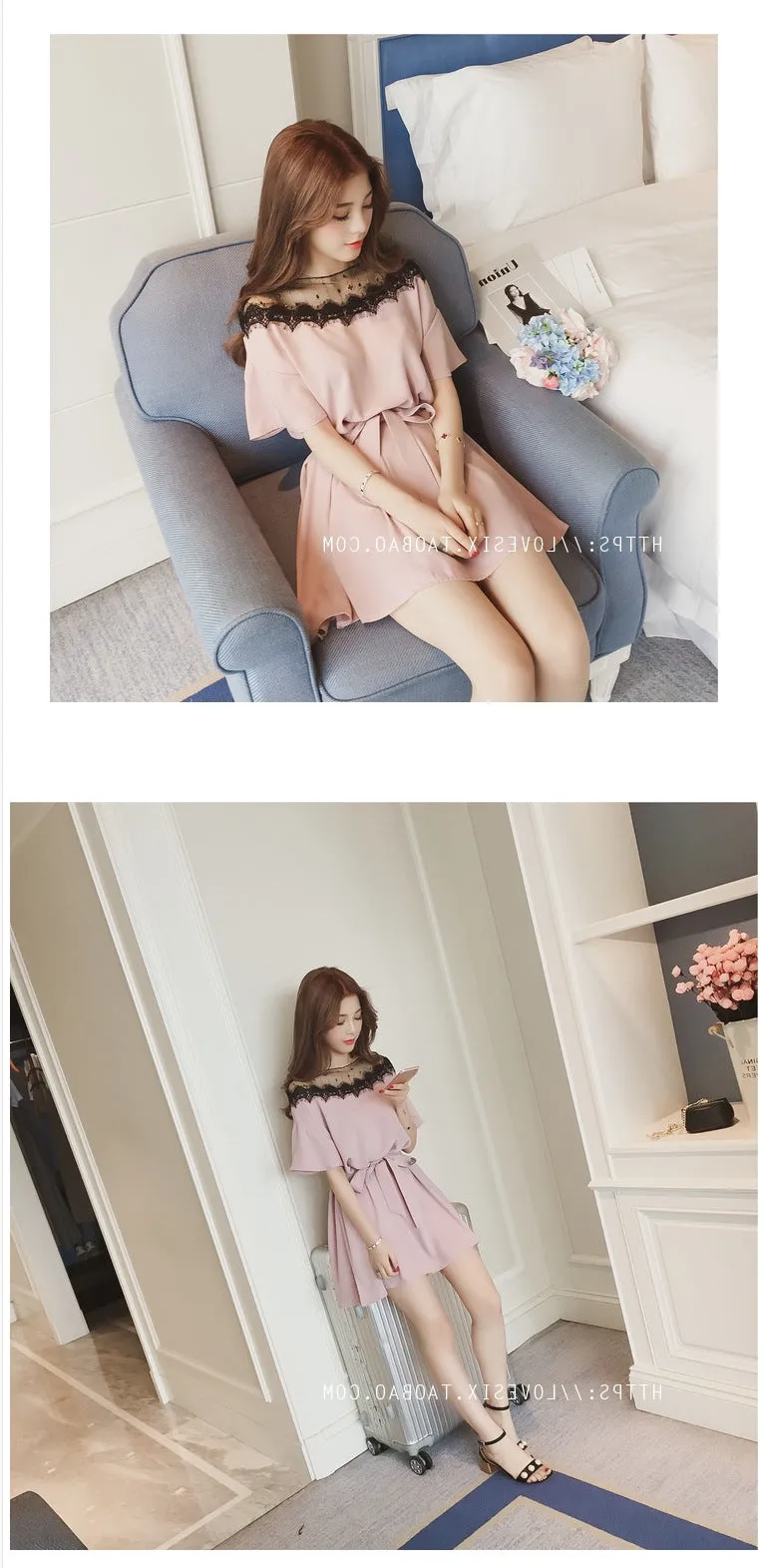 Plus Size Women  Slim Look Dress Chiffon Dress