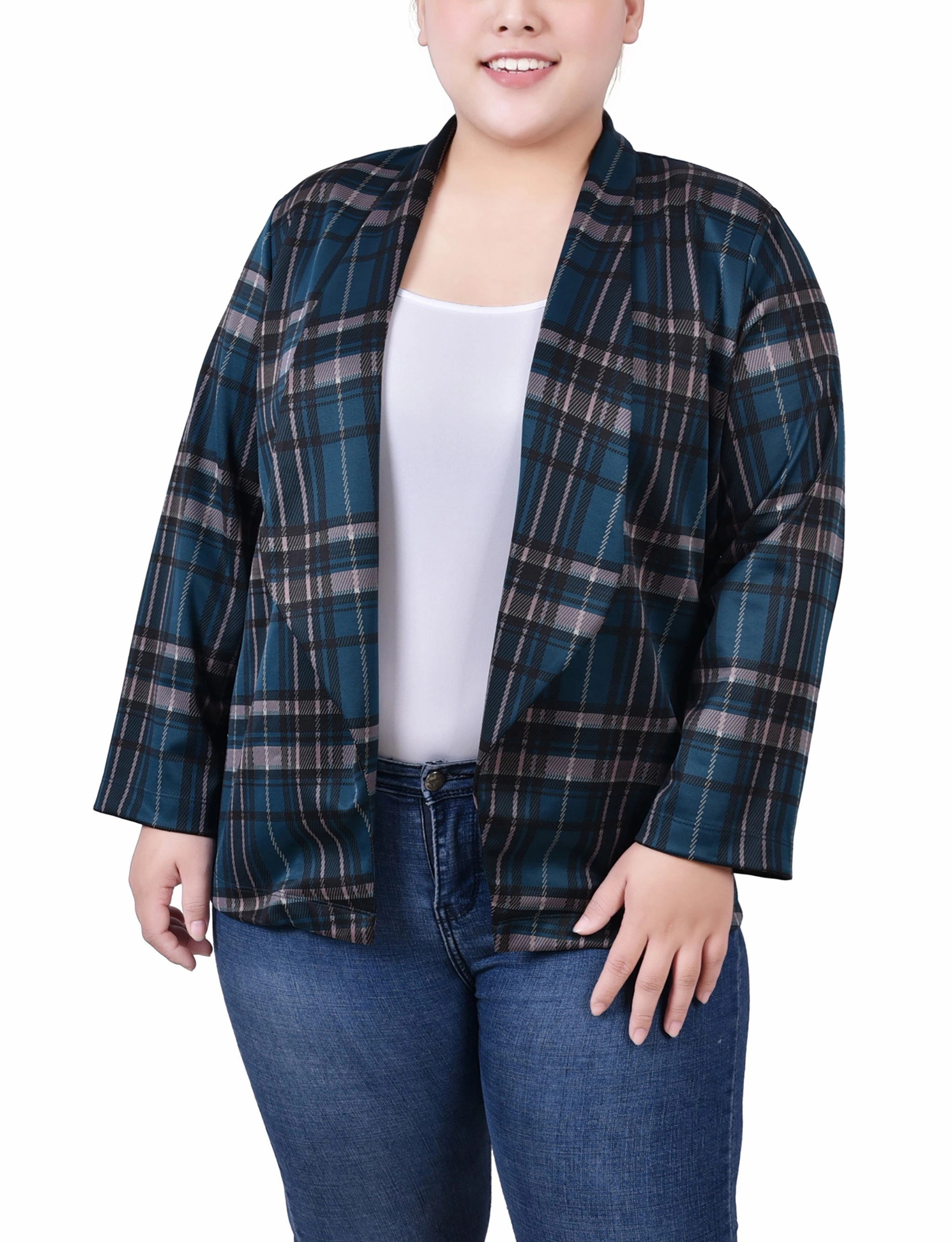 Quick Release Fastener Plus Size 3/4 Sleeve Ponte Jacket