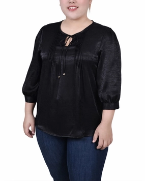 ThermalRegulationLayer Plus Size Elbow Sleeve Satin Blouse