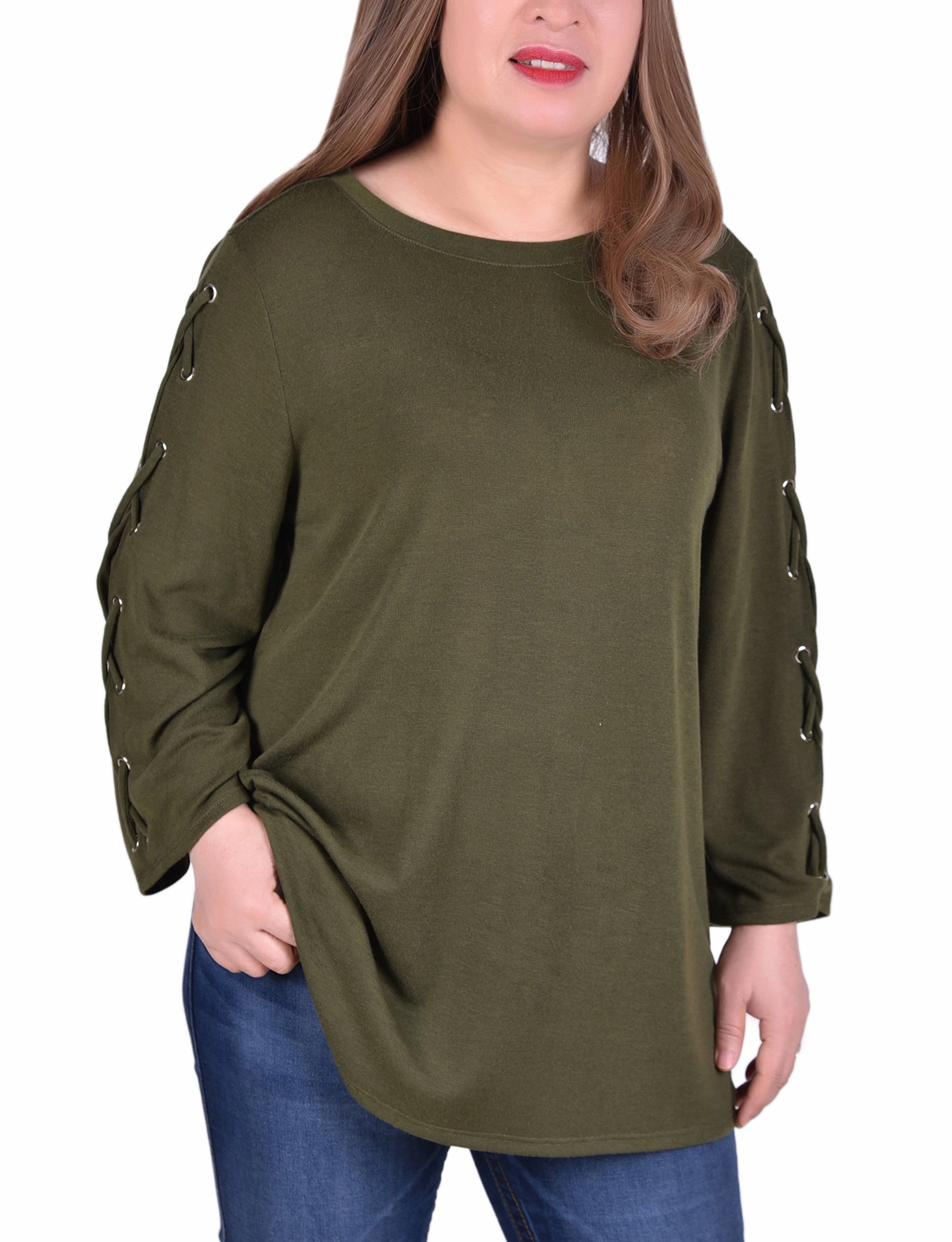 Plus Size Laced Sleeve Top LowProfileSeams