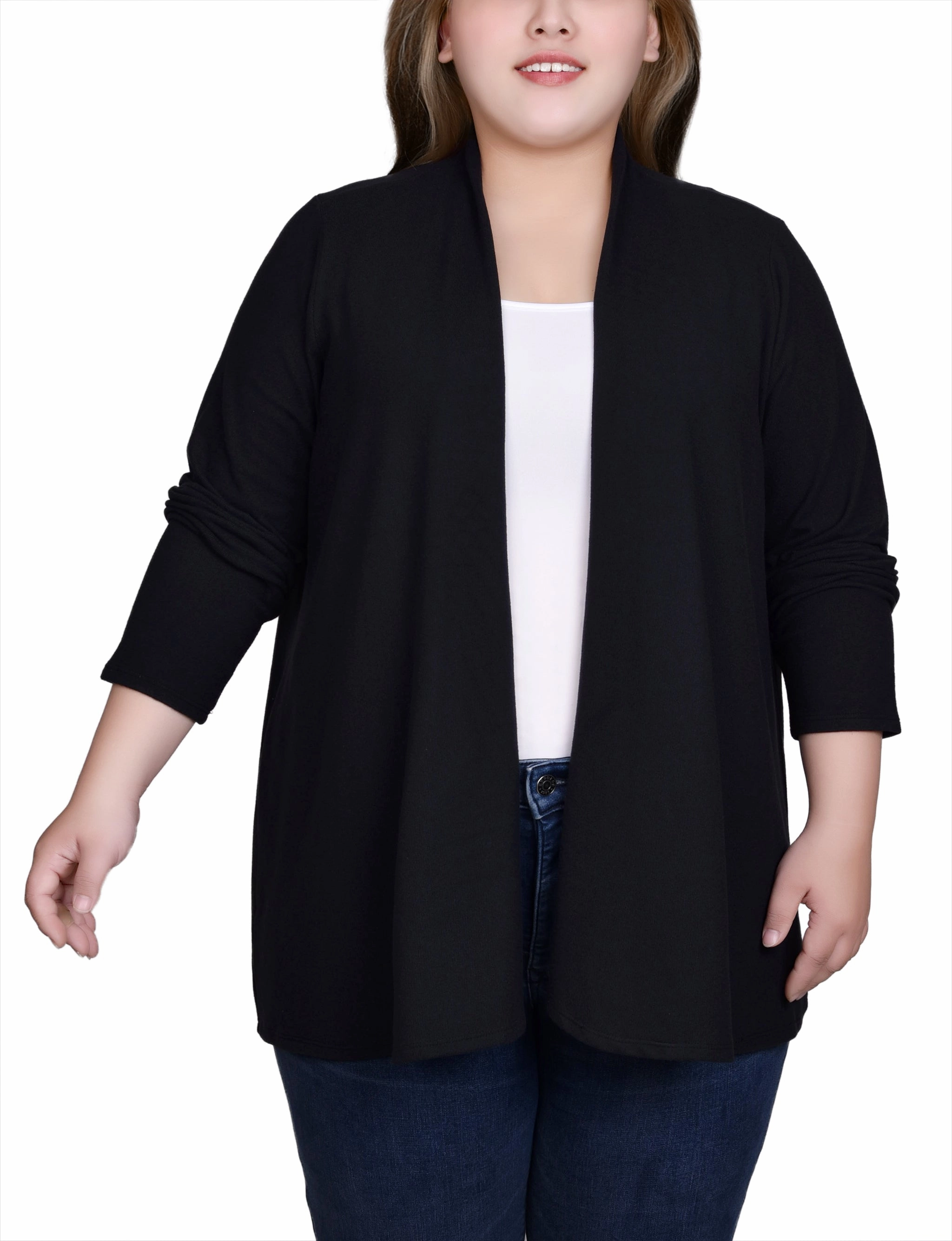 Plus Size Long Sleeve Swing Cardigan LayeredDurability Odor Resistant Material