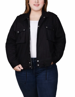 Plus Size Long Sleeve Twill Jacket DropShoulder Sun Protection Fabric