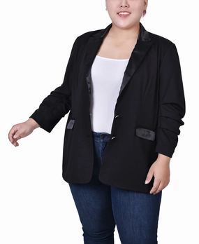 Fitted Shirt Lightweight Material Plus Size Satin Lapel Scuba Crepe Jacket