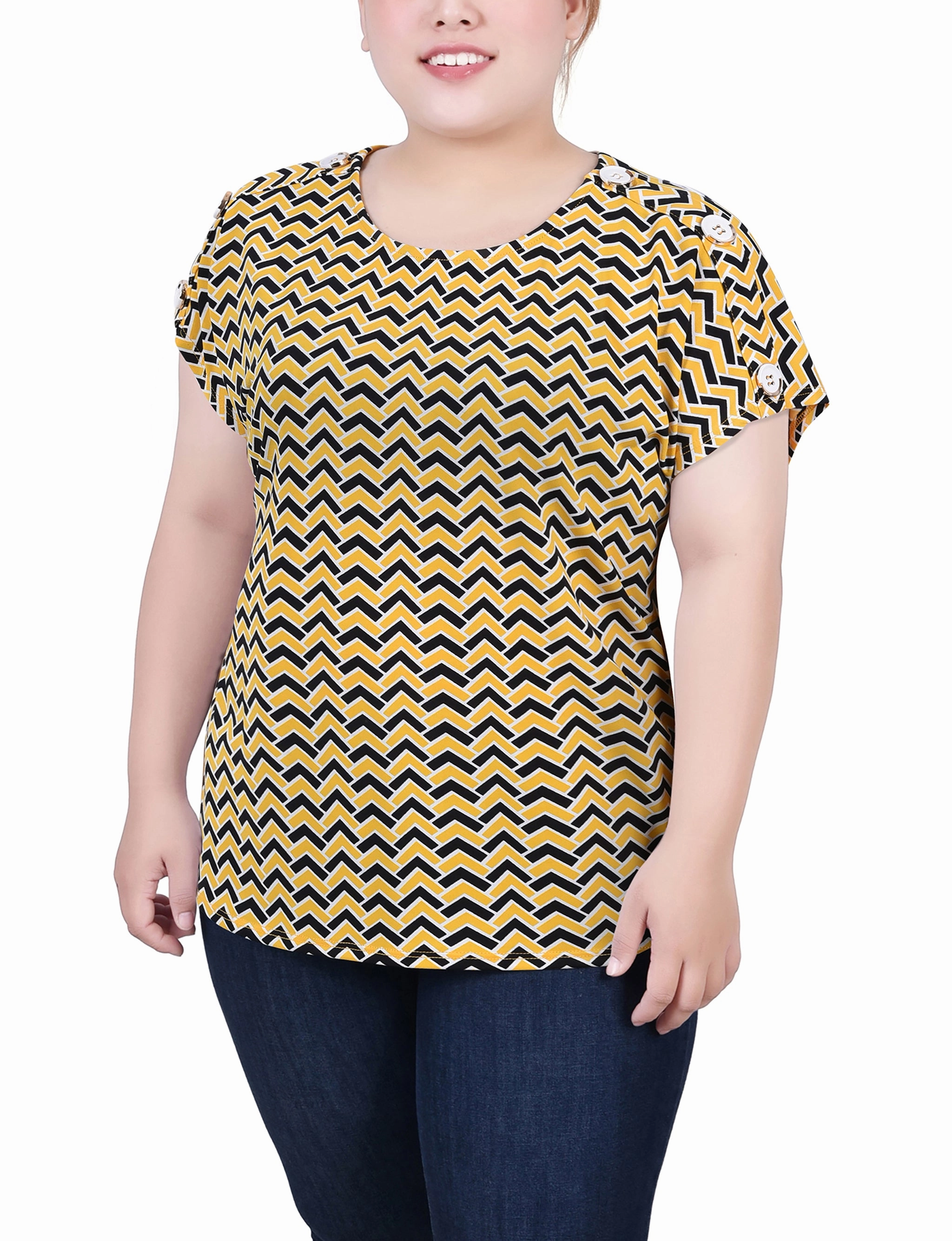 Plus Size Short Extended Sleeve Top Raglan Sleeve Ventilated Back Panels