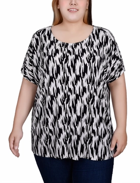 QuickDryConstruction Plus Size Short Sleeve Extended Sleeve Tunic Top