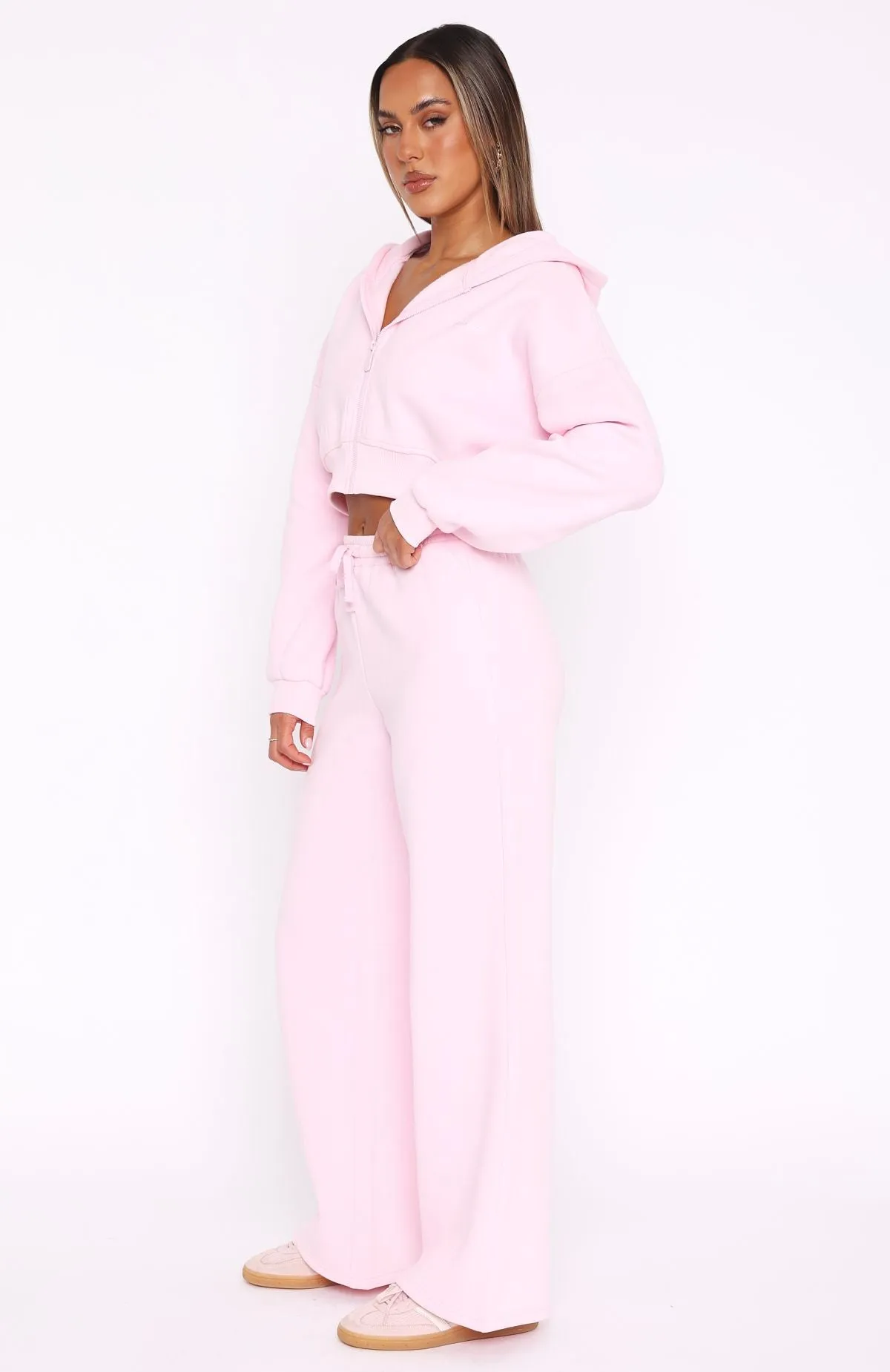 Straight Forward Wide Leg Sweatpants Pink Indoor Layer Casual Wear