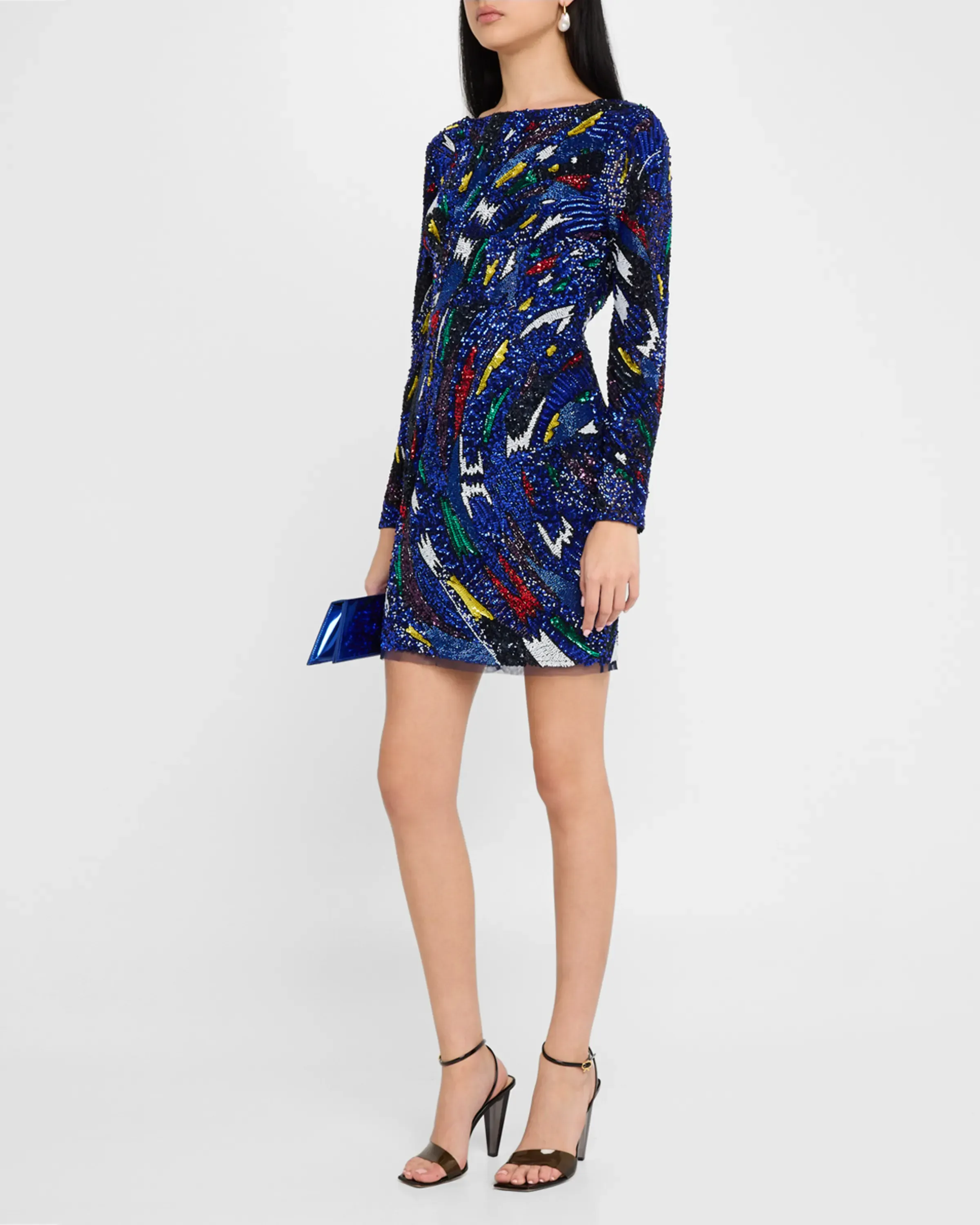 Bianca Bead & Sequin Mini Dress Dew Tone