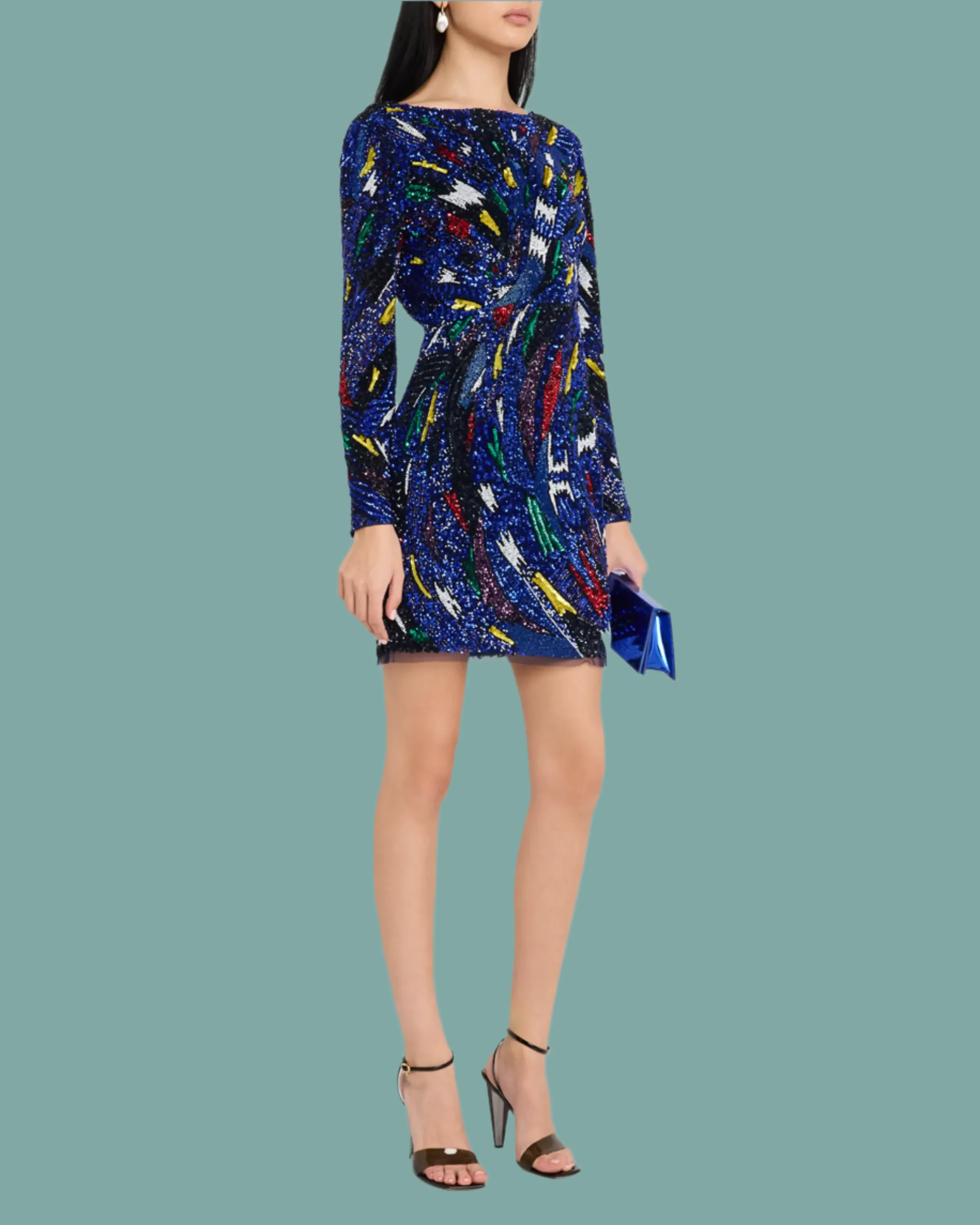 Bianca Bead & Sequin Mini Dress BondedShoulderTaping WrinkleResistant Cloth