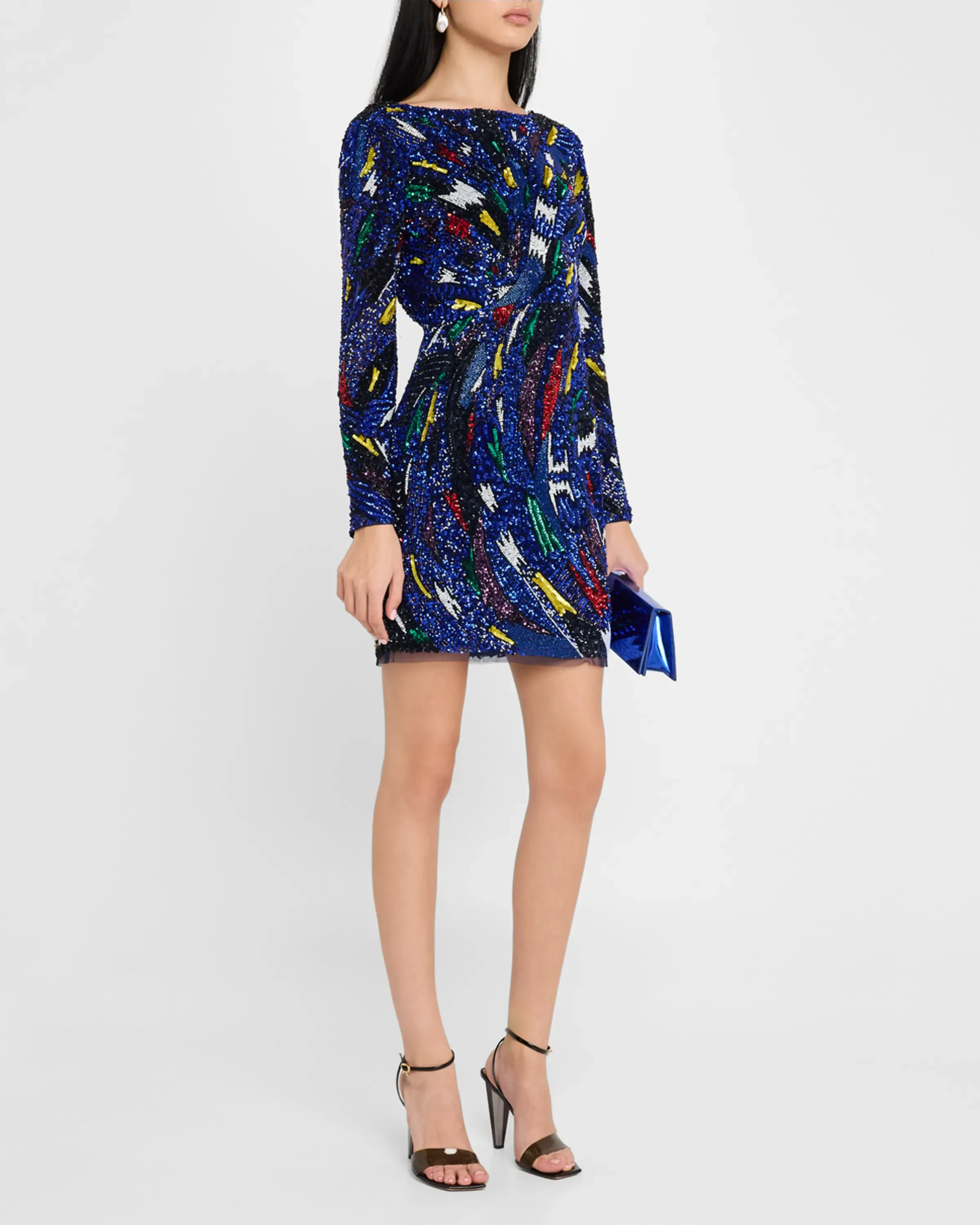 Bianca Bead & Sequin Mini Dress DoubleLayeredCollar