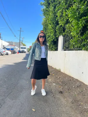 MM COTTON FIT N FLARE - BLACK Mid Length Craftsmanship Focus