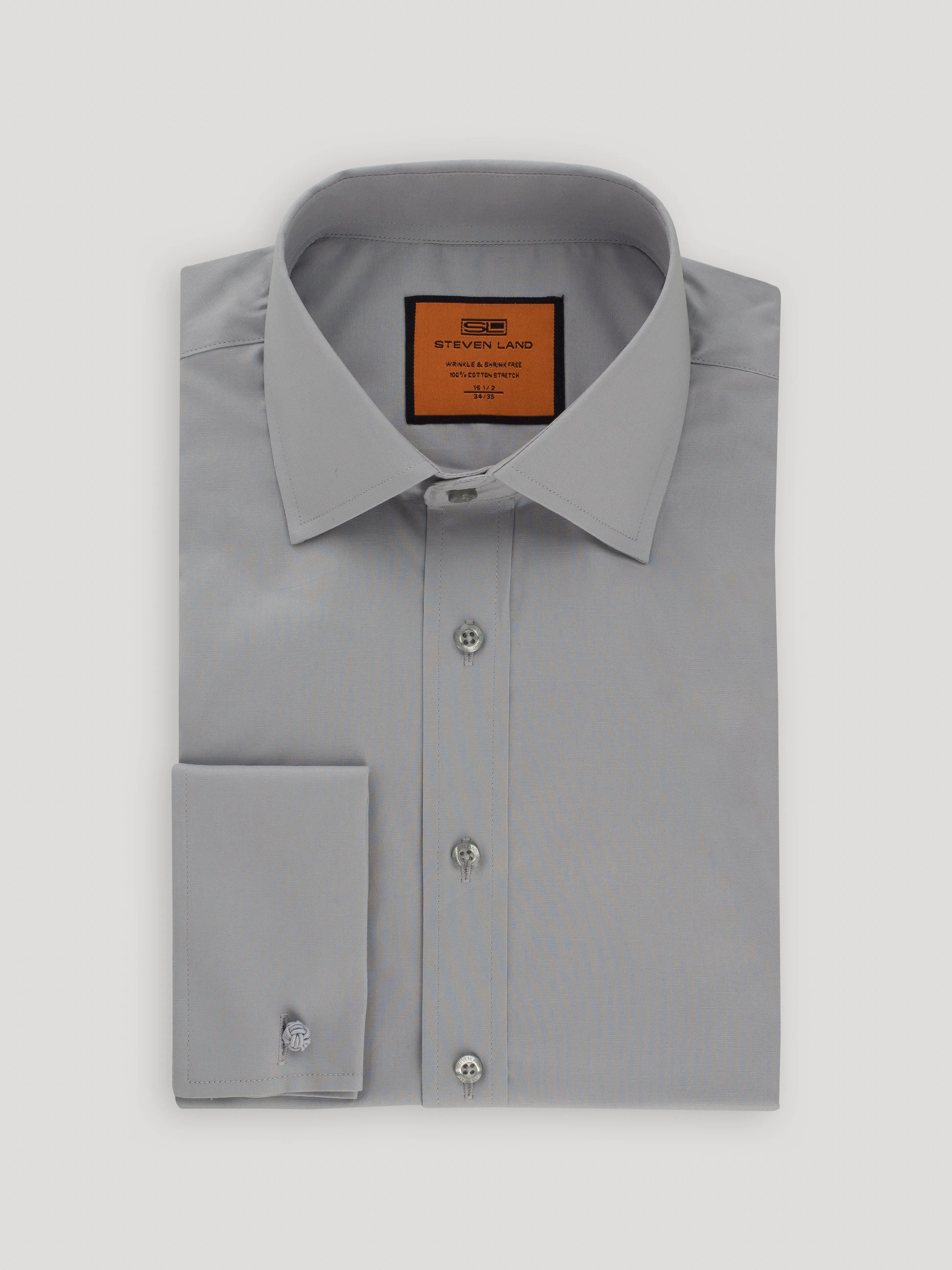 Poplin Dress Shirt | French Cuff | 100% Cotton | Silver
