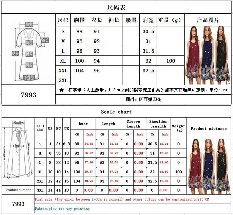 Popular Europe Women Poker Dot Digital Printed Round-Neck Sleeveless A-Line Dress