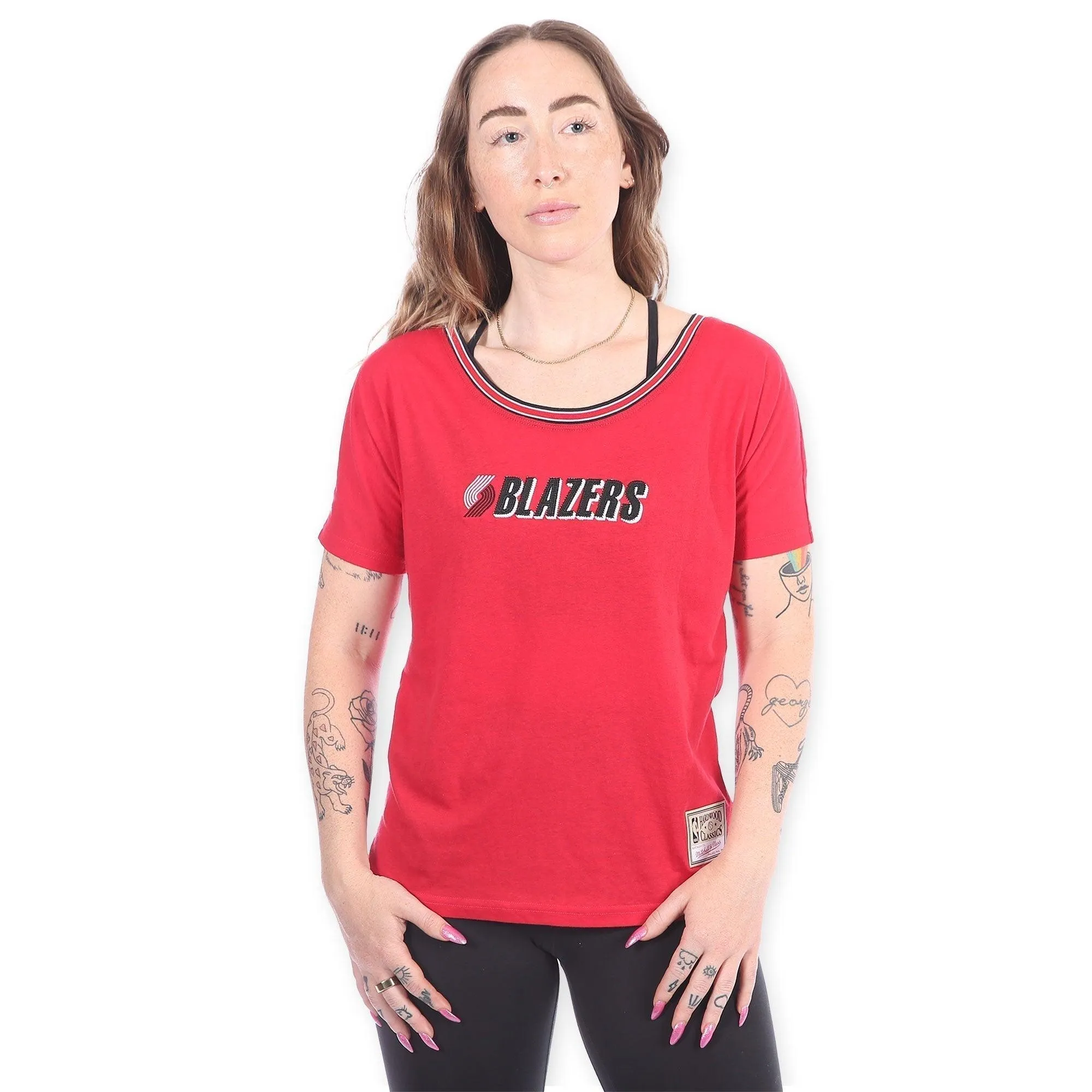 Portland Blazers Mitchell & Ness Portland Trail Blazers Women's Slouchy Tee